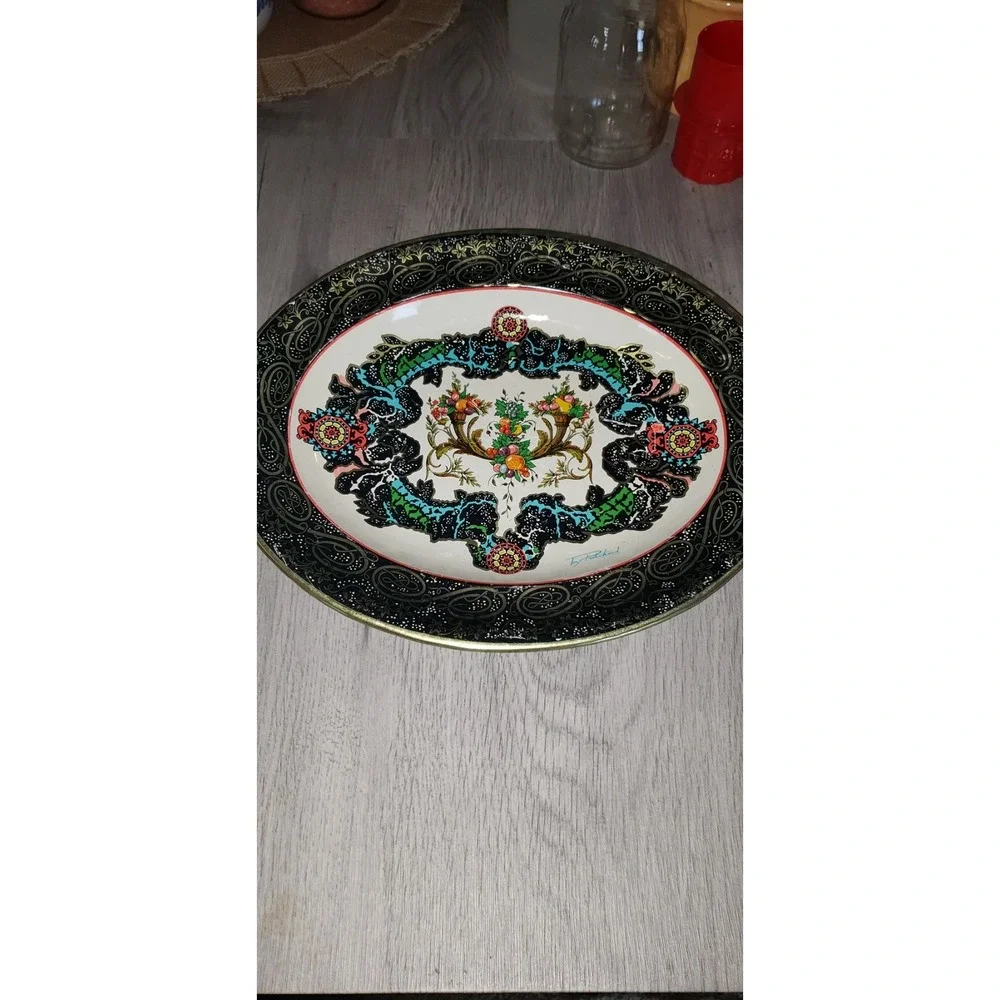 Vintage Daher Decorated Ware Tin Platter Oval Wall Hanging Tray Made in England